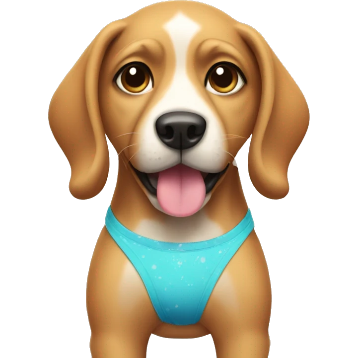 Dog wearing a bikini emoji