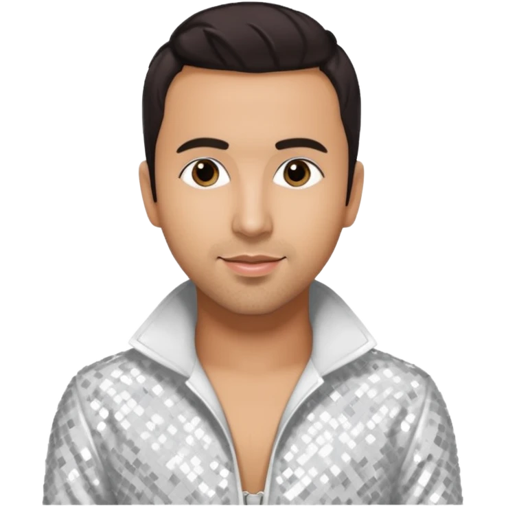 Howie Dorough from Backstreet Boys with dark brown hair, white sequin outfit emoji