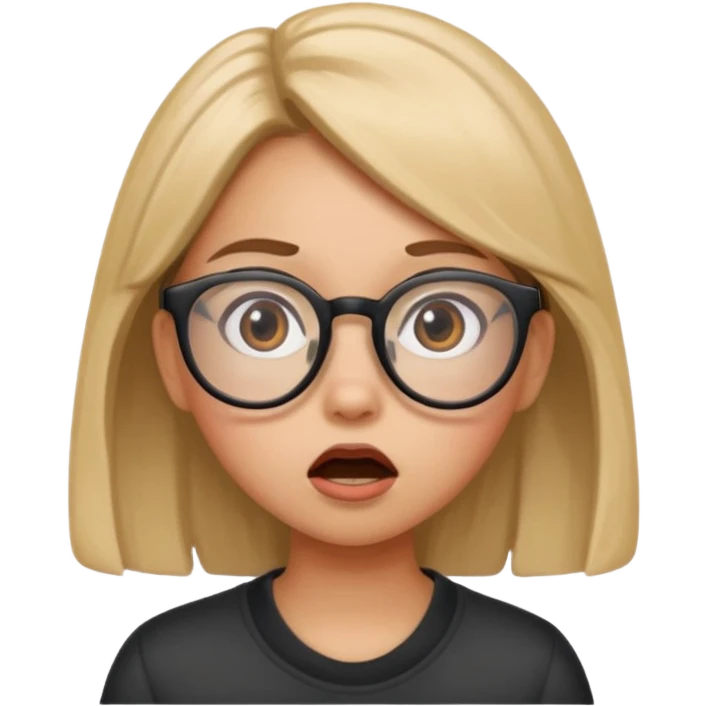 girl with glasses looking surprised into the distance emoji