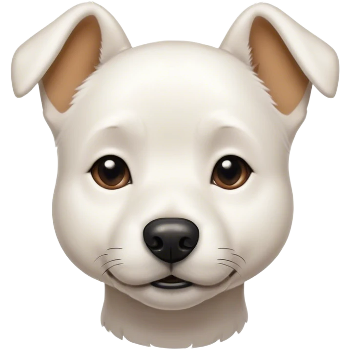 white dog with short hair and a black spot on his left eye emoji