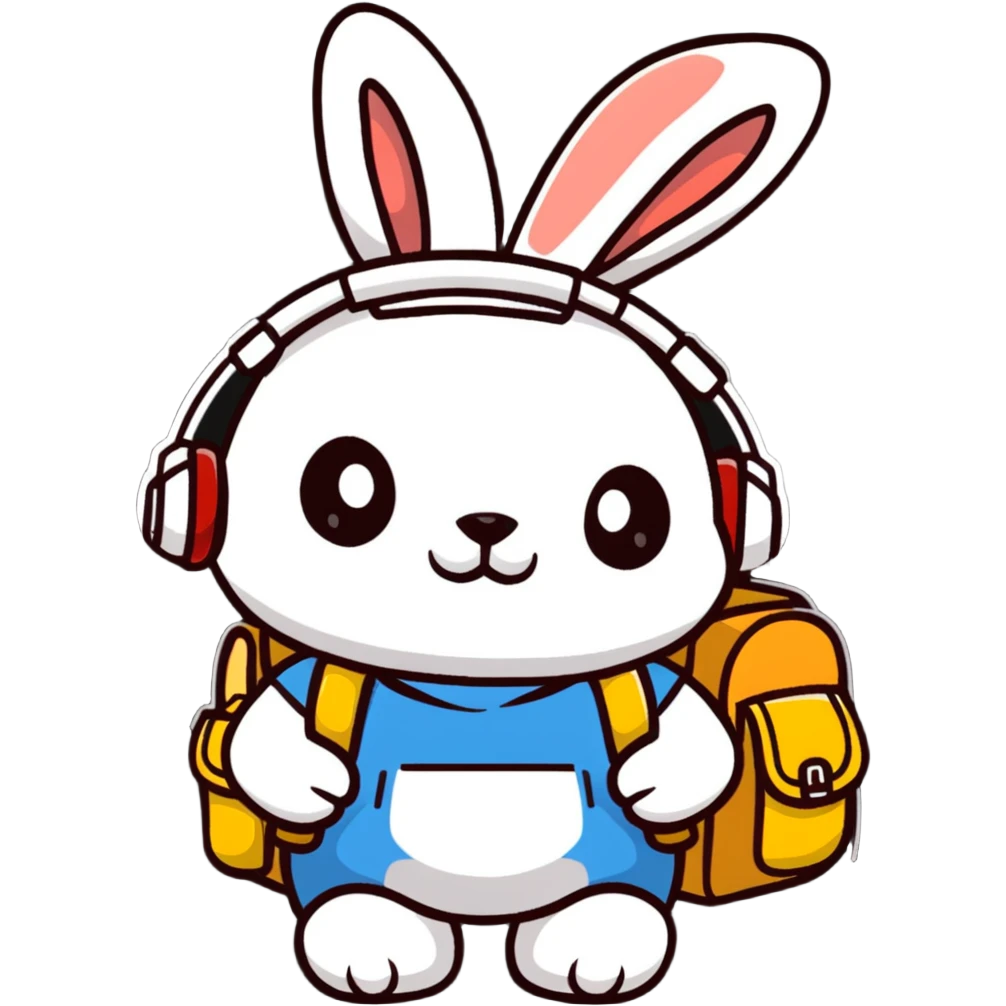 rabbit with headphones and backpack emoji
