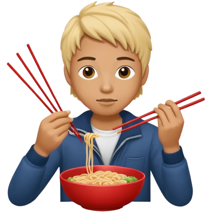 Create a person having noodles dinner. emoji