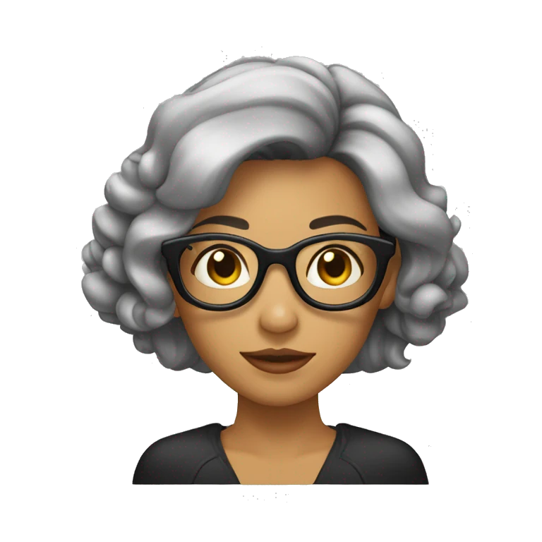 Mujer con collarín, cabello rulo y lentes negros emoji