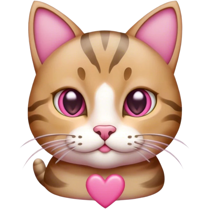 Tabby cat with pink hearts around it emoji