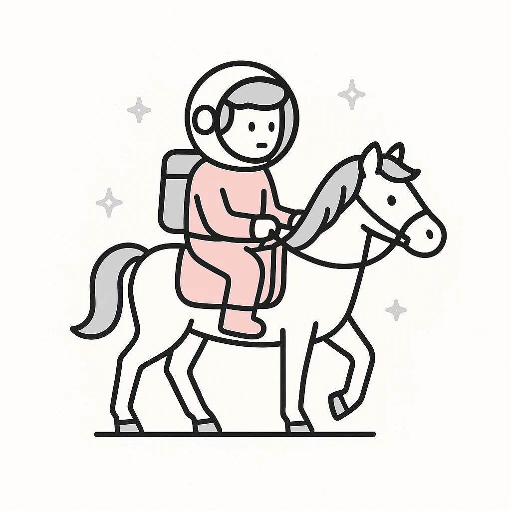 astronaut on horseback with stars in background emoji