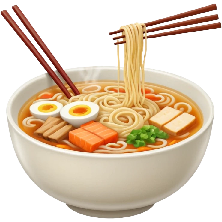 ramen bowl with two chopsticks emoji