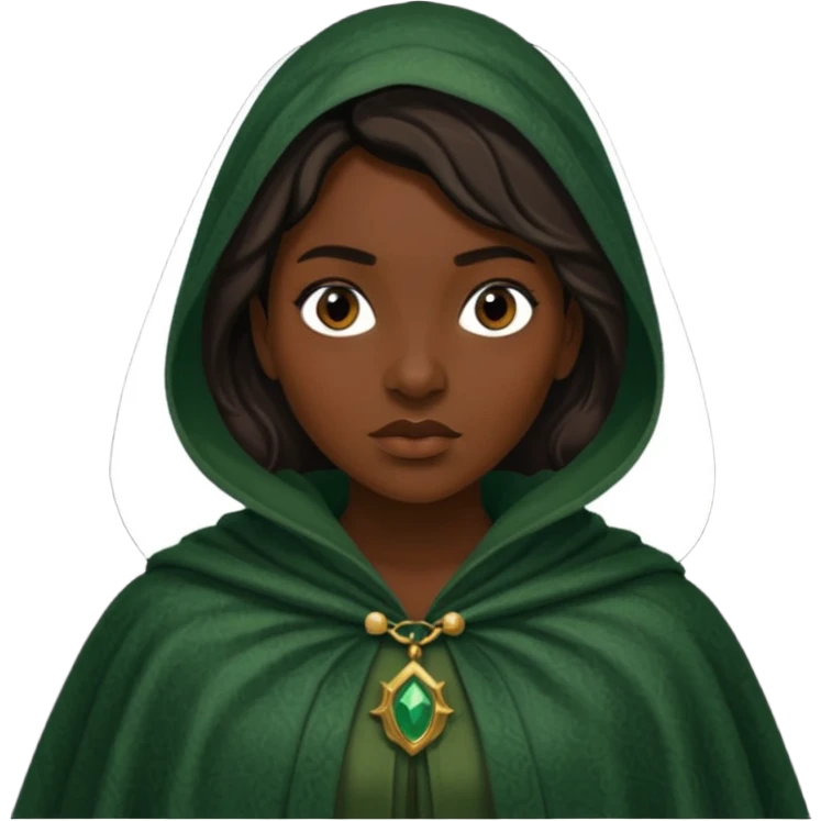 woman waring dark green cloak like in the traitors tv show emoji