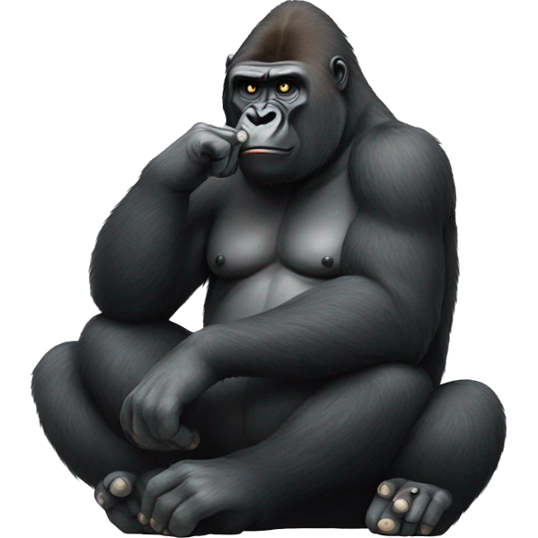 Gorilla sitting cross-legged while picking nose  emoji