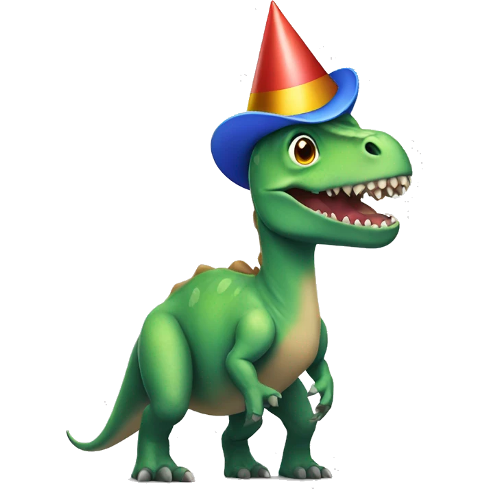 dinosaur with party hat emoji
