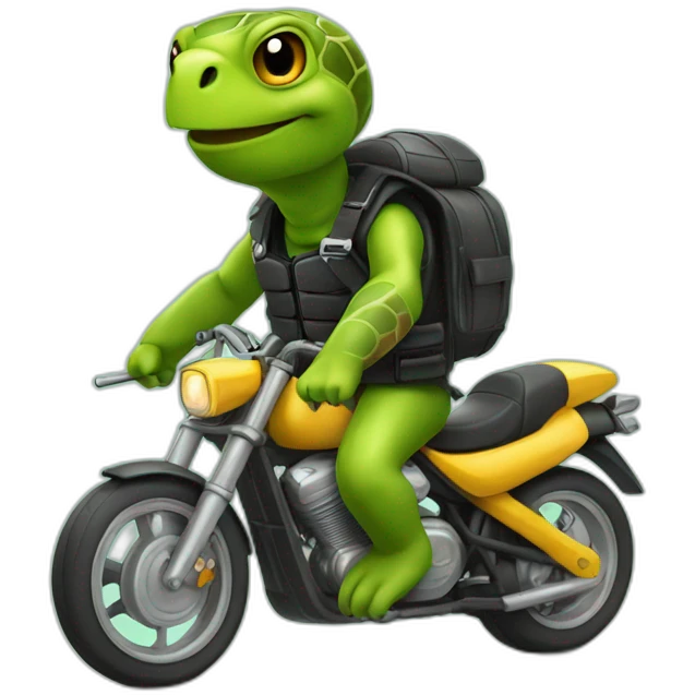 Une tortue sur une moto emoji
