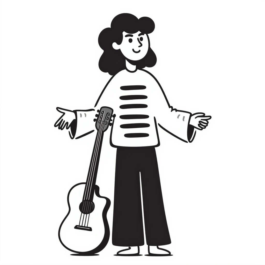 A musician smiling and shrugging shoulders with a carefree attitude, happy and unbothered expression, suggesting "it's up to you if you continue like this, I'm happy" emoji