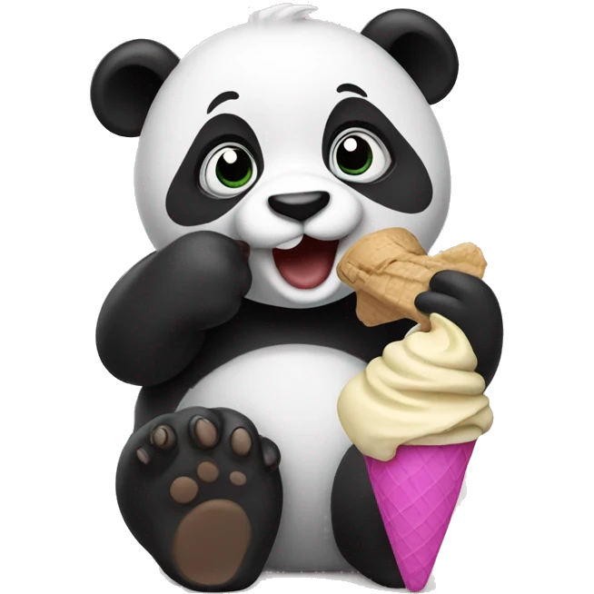 Panda eating ice cream emoji