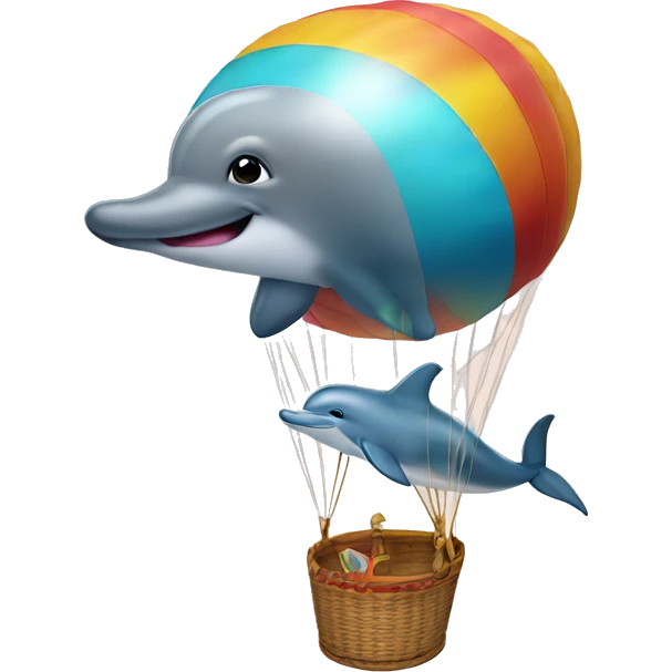 Dolphin in a hot air balloon  emoji