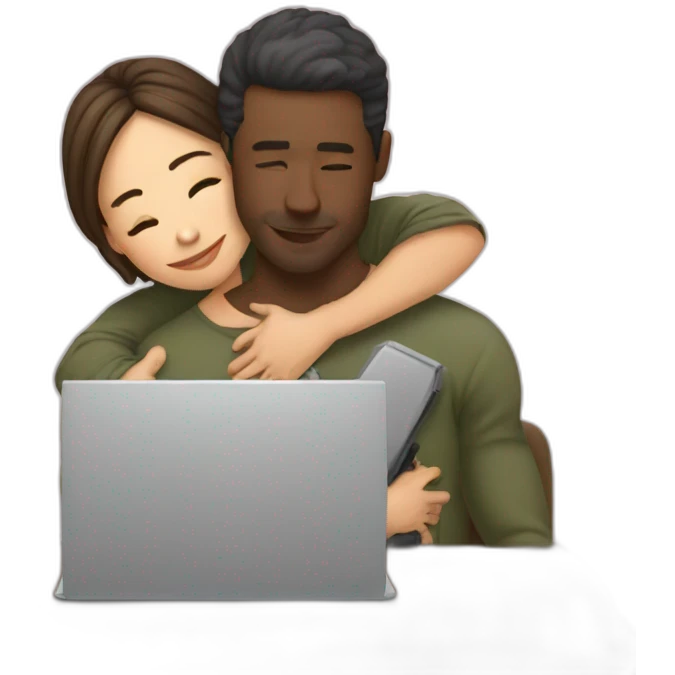 Husband hugging laptop not wife  emoji