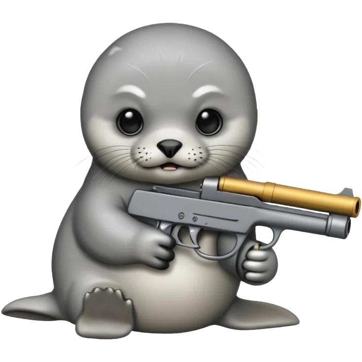 Angry baby seal with a gun emoji
