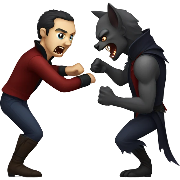 Vampire fighting werewolf  emoji