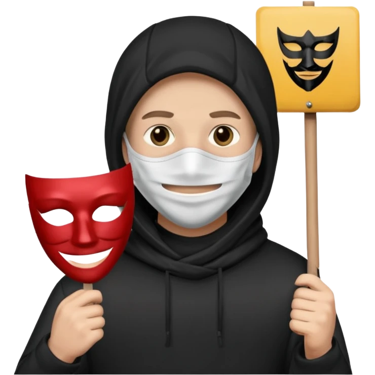 Alan Walker, with mask and special sign emoji