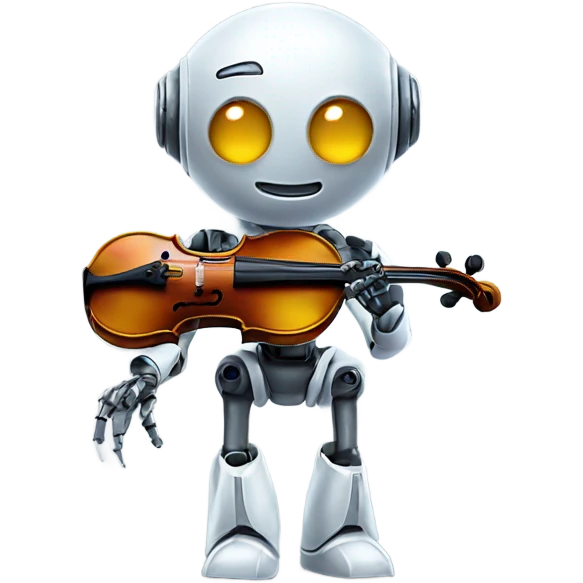cute robot holds a violin emoji
