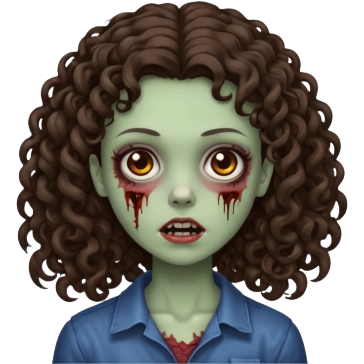 zombie brunette girl with curly, almost straight hair big emoji