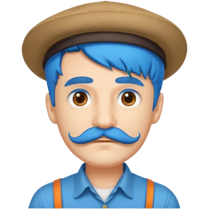 blue haired man and hat and mustache emoji