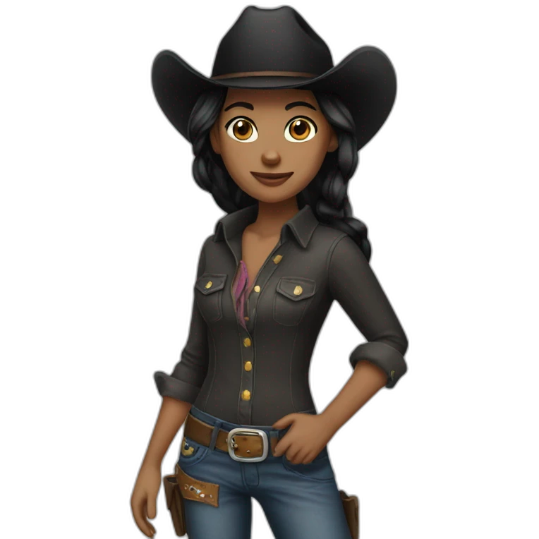 cowgirl straight black hair emoji