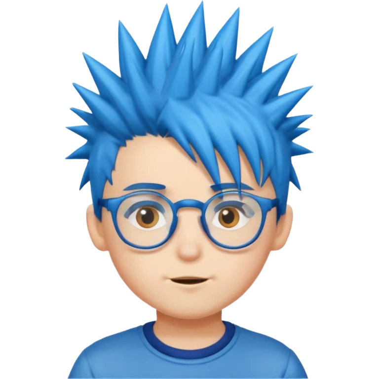 blue spiky haired kid with glasses emoji