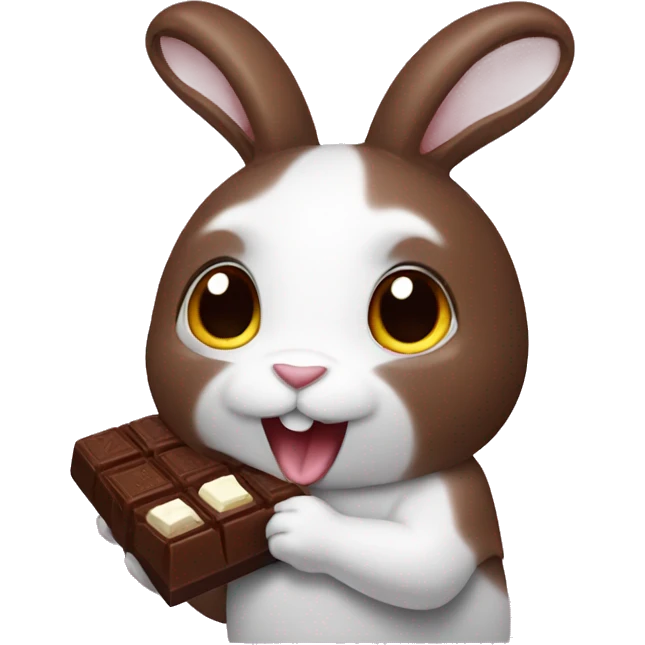 Rabbit eating chocolate emoji