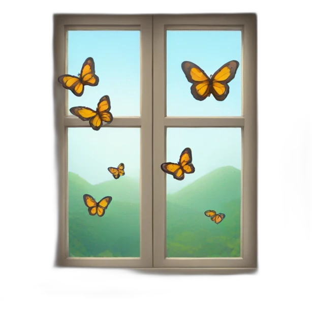 Butterflies fly outside the window emoji