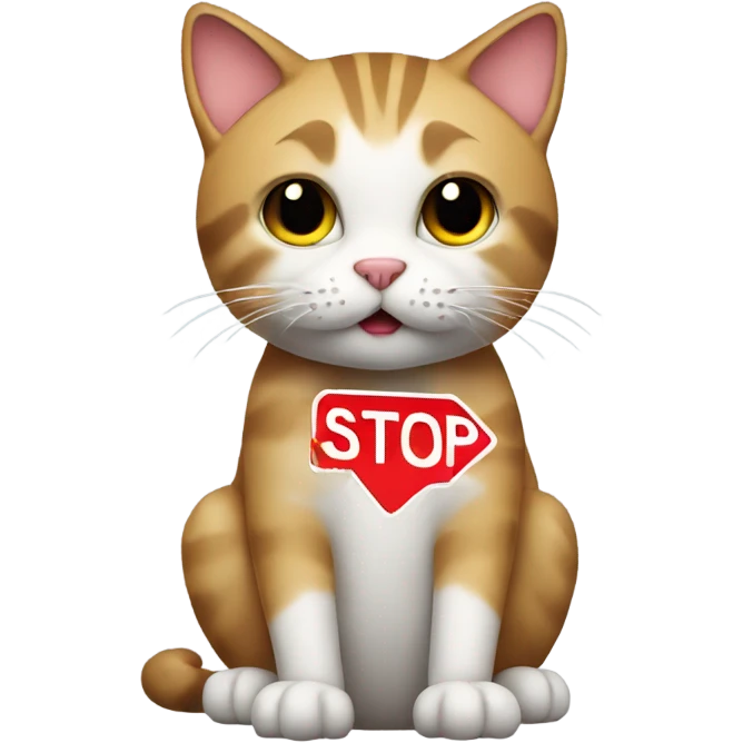 Cat with a stop sign emoji