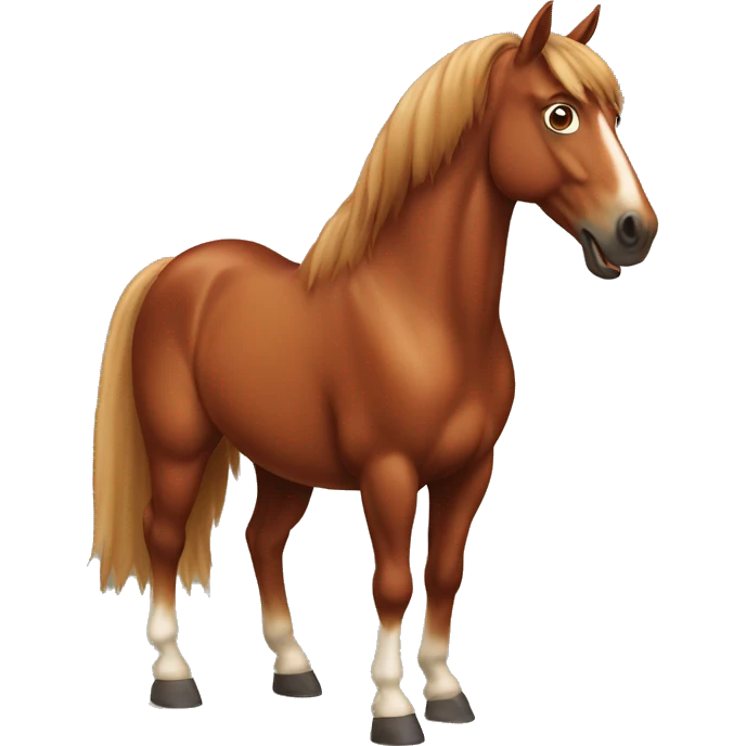 chestnut horse with silly face emoji