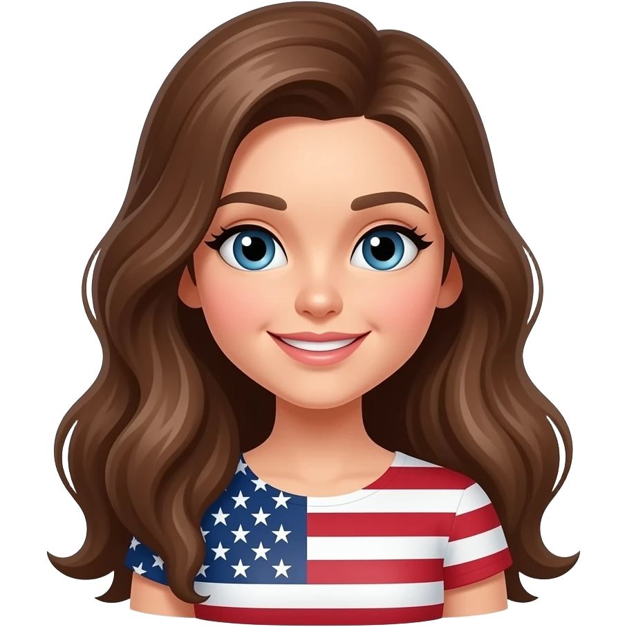 American flag mermaid with brown hair emoji