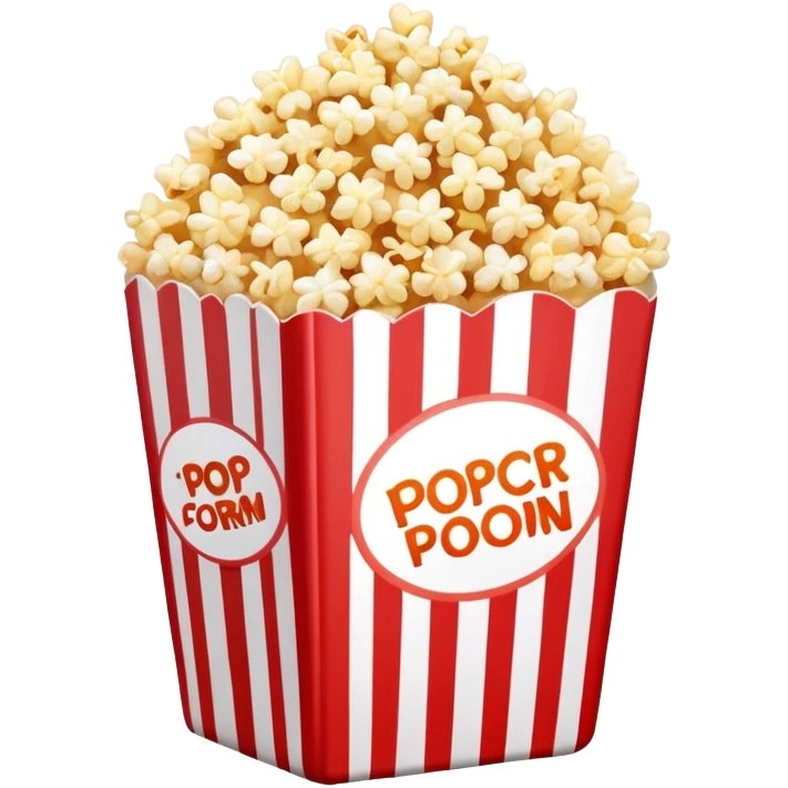 extremely minimalist popcorn in red and white vertically striped box, absolute minimum details, no text, no labels, pure iOS emoji style with glossy finish emoji