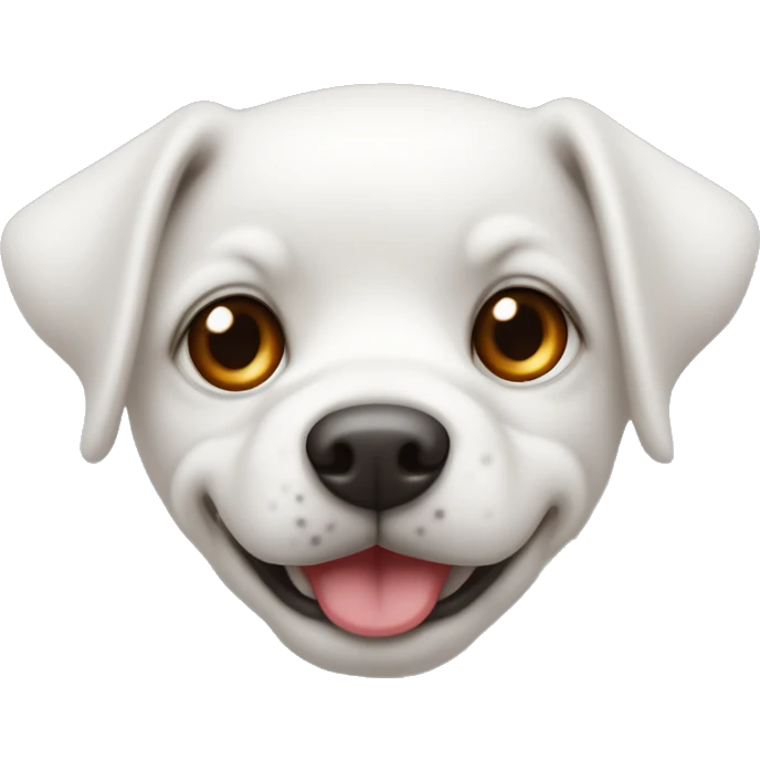 Un cane di piccole dimensioni bianco con gli occhi rossi che sbava emoji