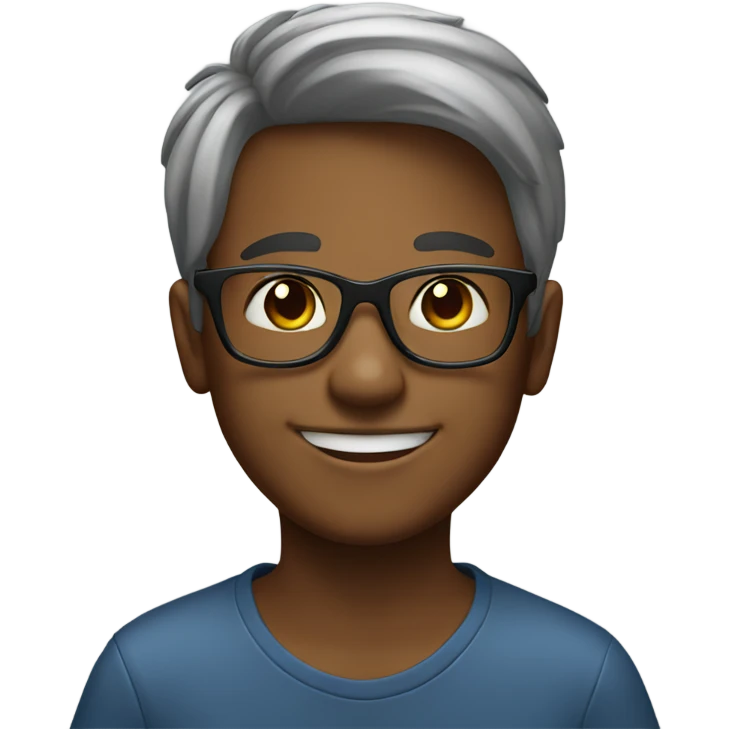 smiling boy with glasses indoors emoji