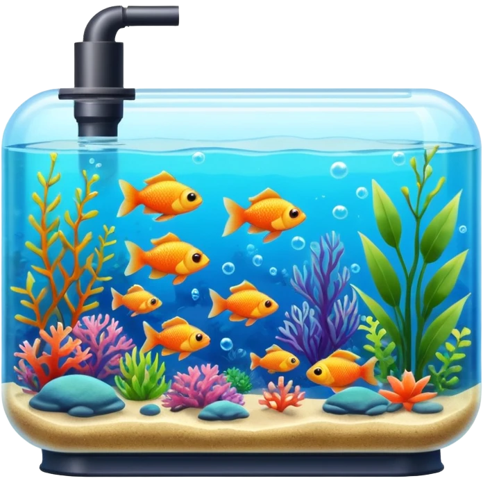 A big bulky long fish tank with lots of aquatic life in it  emoji