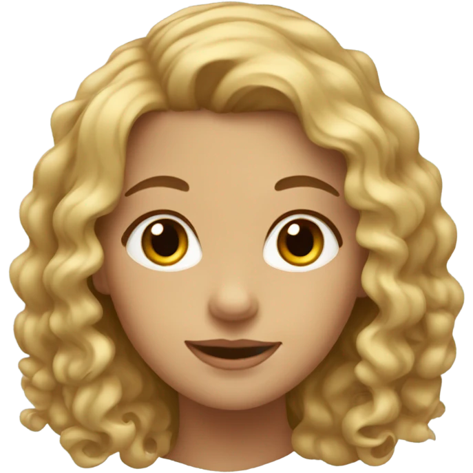 A blonde girl with brown eyes and gold brown curly hair  emoji