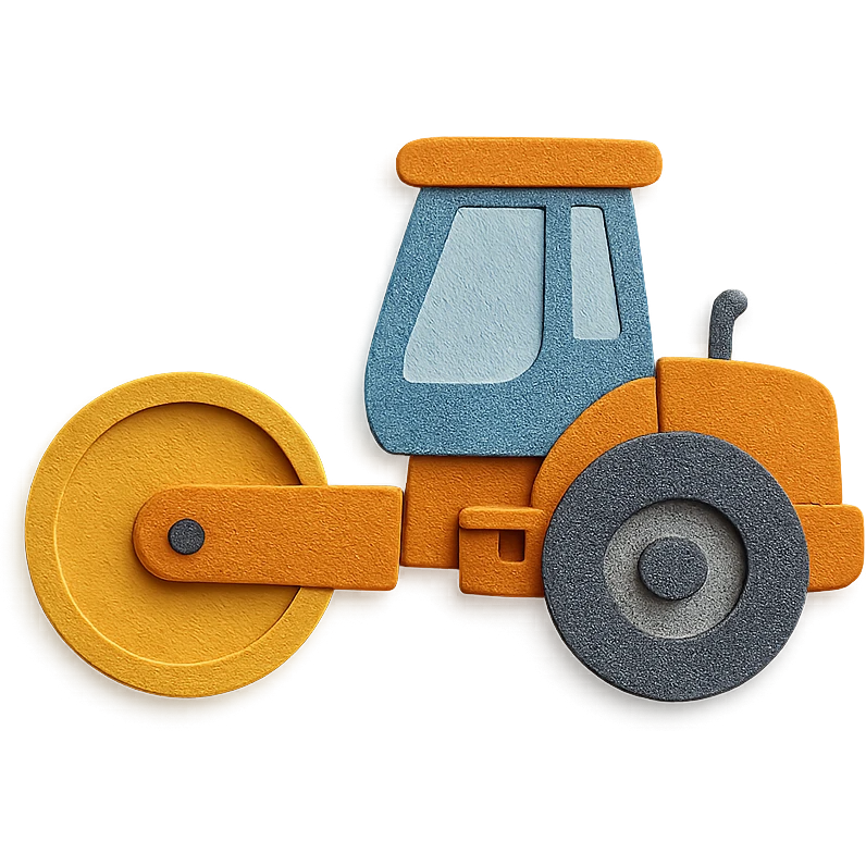 paper craft style road roller emoji
