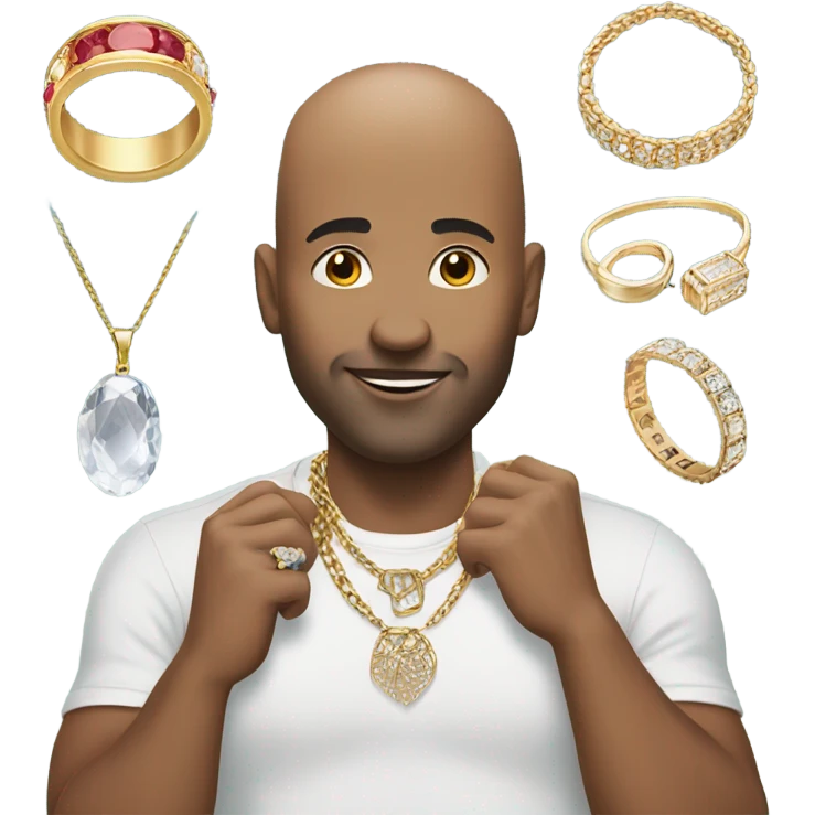 bald man outdoors with jewelry emoji