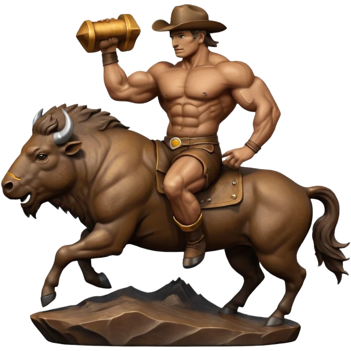 Bronco sitting on buffalo emoji