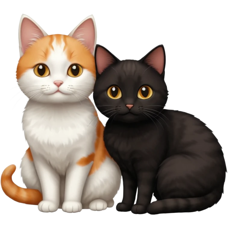 white cat and a black smaller cat and ginger short hair  emoji