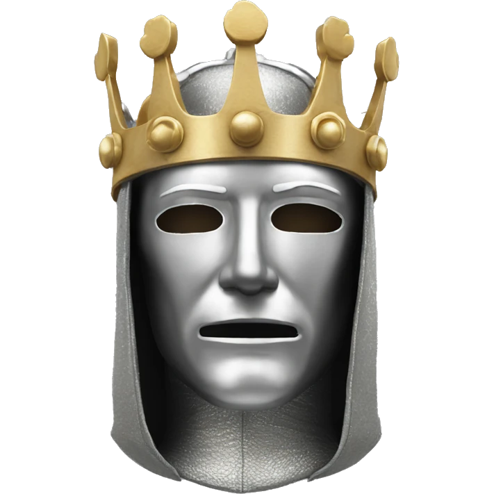 king baldwin IV in silver full face mask up emoji