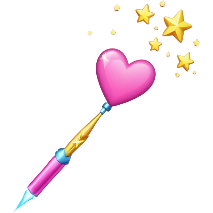 wand with a shooting star pink heart like the heart is the shooting star emoji emoji