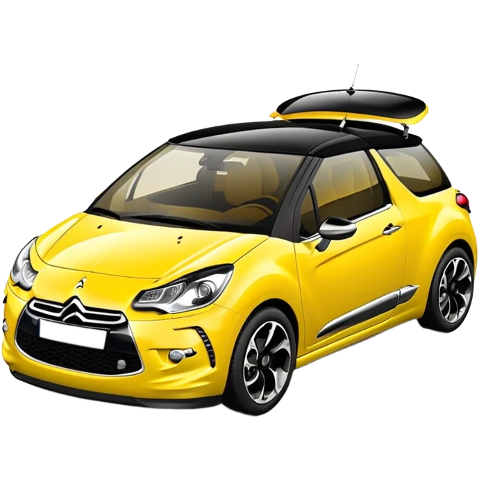 Yellow car Citroen DS 3  with black roof emoji