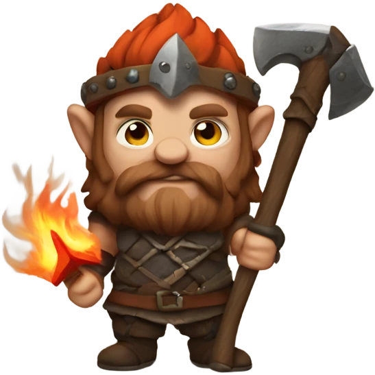 Dwarf with fiery axe emoji