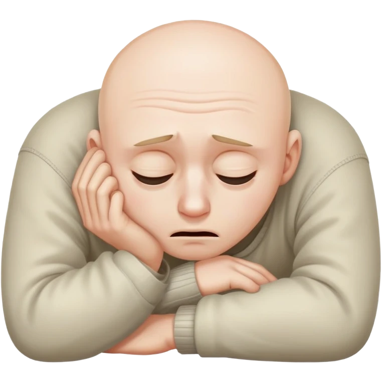 Scared man sitting curled up on himself, hidding his eyes emoji