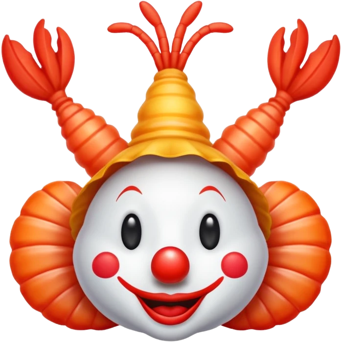 Shrimp upside down as a clown emoji