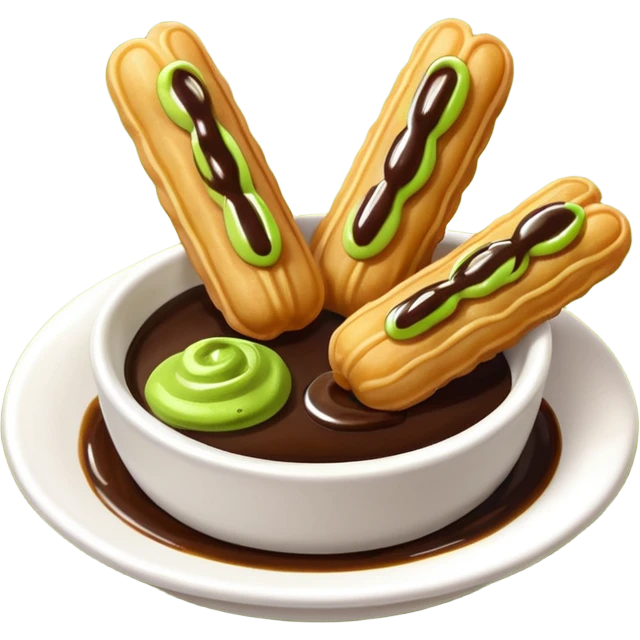 mini churros with chocolate and matcha topping emoji