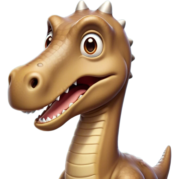 Cinematic Comical Brontosaurus Portrait Emoji, Head tilted dramatically with an exaggeratedly shocked expression, featuring a towering, robust body with a long, graceful neck and wide, comically expressive eyes full of playful disbelief, Simplified yet hilariously expressive features, highly detailed, glowing with a slightly sassy ancient glow, high shine, dramatic yet playful, stylized with an air of cheeky dinosaur mischief, soft glowing outline, capturing the essence of a meme-worthy Brontosaurus that looks ready to lumber its way into viral fame! emoji