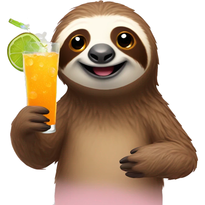 happy sloth with spritz emoji