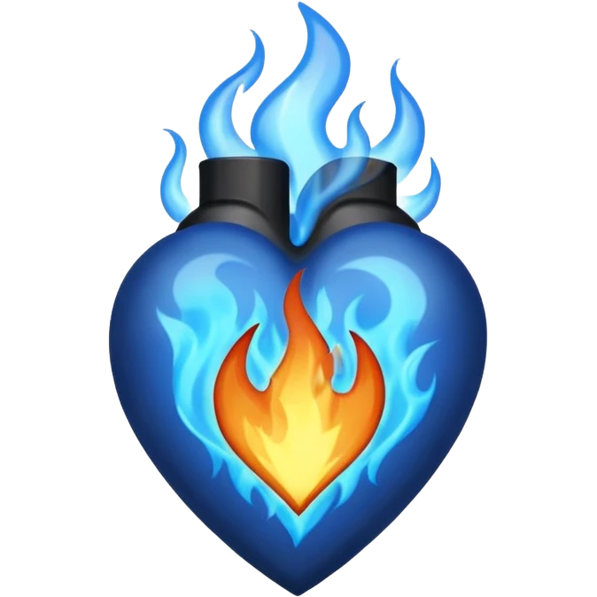 make exactly the emoji like"❤️‍🔥" but the heart is black and flames are blue emoji